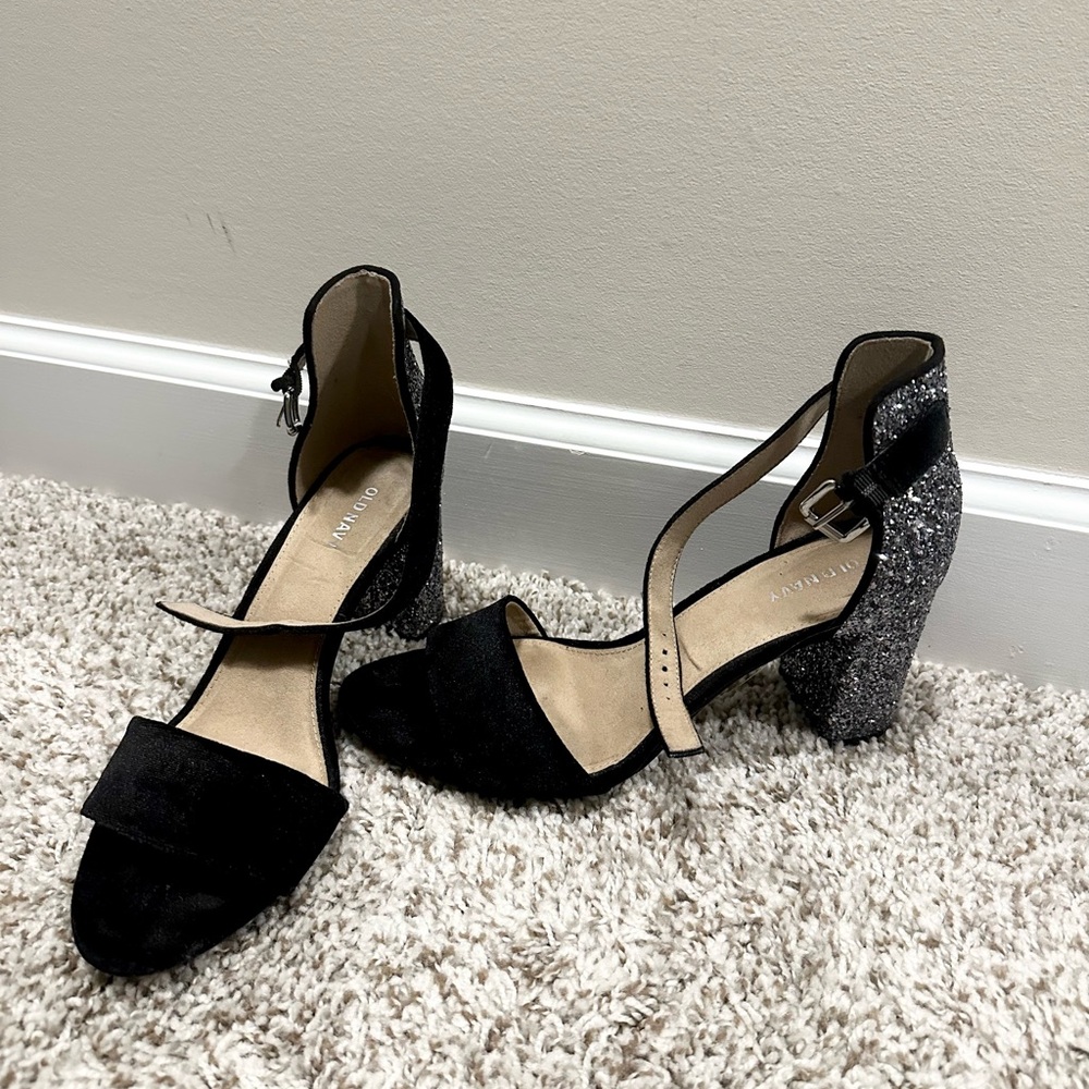 Old Navy Black and Silver Heels